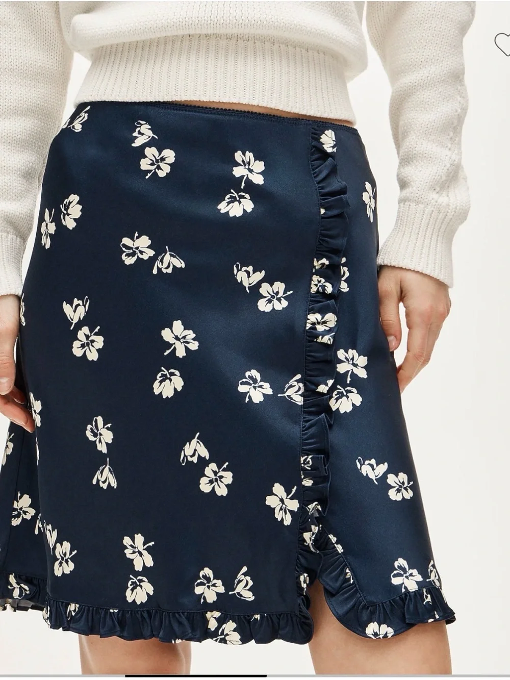 JCrew Side Ruffle Slip Skirt Viscose Charmeuse Floral XS NWT